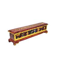 Tibetan Ritual Wooden Incense Burner, With  [ashtamangala Design], Traditional Color Painted