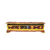 Tibetan Ritual Wooden Incense Burner, With  [ashtamangala Design], Traditional Color Painted