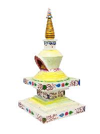 Buddhist Handmade Wooden Stupa, With [shakyamuni Buddha], [traditional Color]