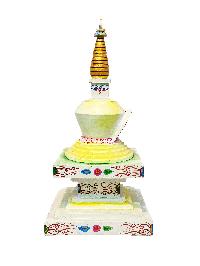 Buddhist Handmade Wooden Stupa, With [shakyamuni Buddha], [traditional Color]