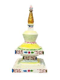 Buddhist Handmade Wooden Stupa, With [shakyamuni Buddha], [traditional Color]