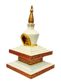 Buddhist Handmade Wooden Stupa, With [vairochana Buddha], [traditional Color]