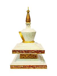 Buddhist Handmade Wooden Stupa, With [vairochana Buddha], [traditional Color]