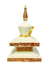 Buddhist Handmade Wooden Stupa, With [vairochana Buddha], [traditional Color]