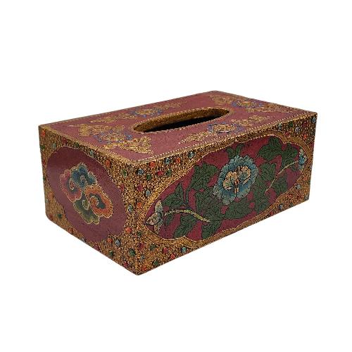 Wooden Serviette Napkin Holder, Painted, [flower] Design, Tissue Box