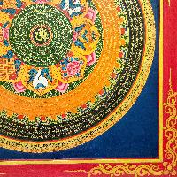 Buddhist Wooden Thangka With Mantra Carved, Tibetan Style With Traditional Colors