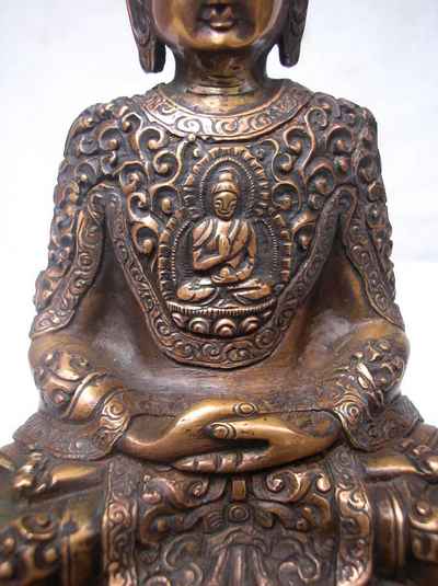 Amitabha Buddha Statue, [chocolate Oxidized], [old Post], [remakable]