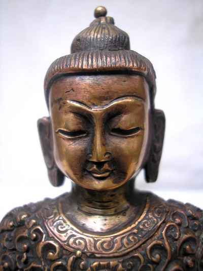 Amitabha Buddha Statue, [chocolate Oxidized], [old Post], [remakable]