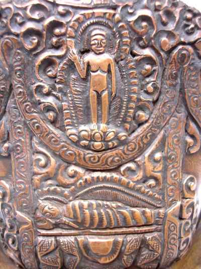 Amitabha Buddha Statue, [chocolate Oxidized], [old Post], [remakable]