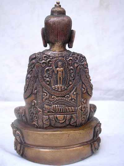 Amitabha Buddha Statue, [chocolate Oxidized], [old Post], [remakable]