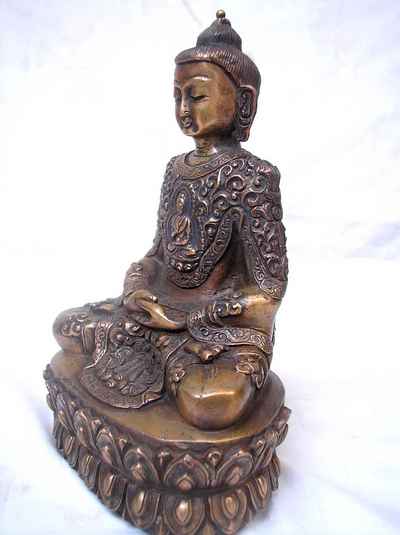 Amitabha Buddha Statue, [chocolate Oxidized], [old Post], [remakable]