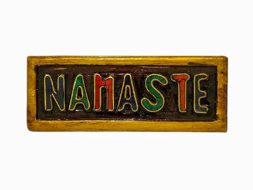 [namaste], Handmade Wall Hanging, [painted And Stone Setting]