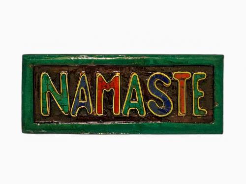 [namaste], Handmade Wall Hanging, [painted And Stone Setting]