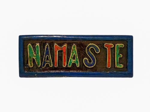 [namaste], Handmade Wall Hanging, [painted And Stone Setting]