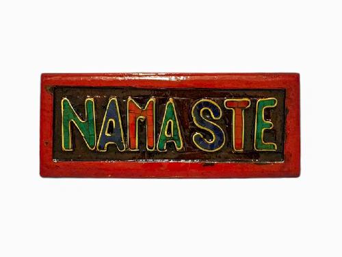 [namaste], Handmade Wall Hanging, [painted And Stone Setting]