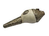 Conch Shell ,stone Setting, [white And Silver Color]