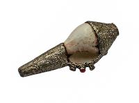 Conch Shell ,stone Setting, [white And Silver Color]