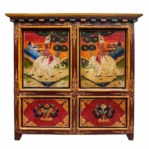 Tibetan Cabinet With Four Doors, painted