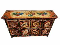 Tibetan Cabinet With Ashtamangala, Two Drawers And Two Doors, [painted]