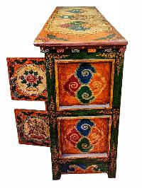 Tibetan Cabinet With Ashtamangala, Two Drawers And Two Doors, [painted]