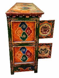 Tibetan Cabinet With Ashtamangala, Two Drawers And Two Doors, [painted]