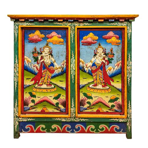 Tibetan Cabinet With Tara, Two Doors, painted