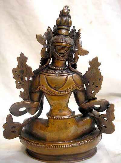 Green Tara Statue, [chocolate Oxidized], [old Post], [remakable]