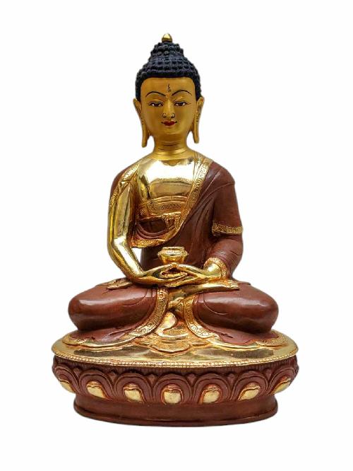 amitabha Buddha, Tibetan Buddhist Handmade Statue, Partly Gold Plated, Painted Face