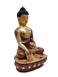 [shakyamuni Buddha], Tibetan Buddhist Handmade Statue, Partly Gold Plated, Painted Face