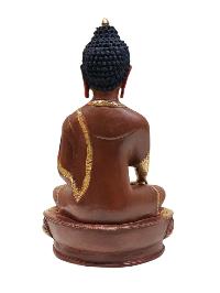 [shakyamuni Buddha], Tibetan Buddhist Handmade Statue, Partly Gold Plated, Painted Face