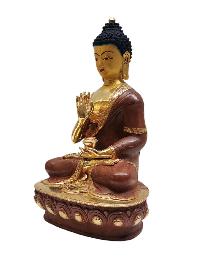 [amoghasiddhi Buddha], Tibetan Buddhist Handmade Statue, Partly Gold Plated, Painted Face