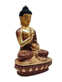 [amoghasiddhi Buddha], Tibetan Buddhist Handmade Statue, Partly Gold Plated, Painted Face