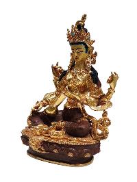 [saraswati], Tibetan Buddhist Handmade Statue, Partly Gold Plated, Painted Face