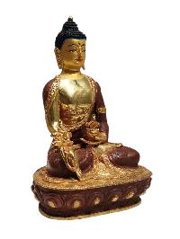 [medicine Buddha], Tibetan Buddhist Handmade Statue, Partly Gold Plated, Painted Face