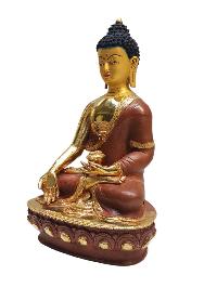 [ratnasambhava Buddha], Tibetan Buddhist Handmade Statue, Partly Gold Plated, Painted Face