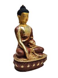 [ratnasambhava Buddha], Tibetan Buddhist Handmade Statue, Partly Gold Plated, Painted Face