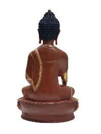 [ratnasambhava Buddha], Tibetan Buddhist Handmade Statue, Partly Gold Plated, Painted Face