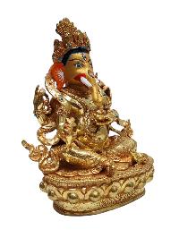 [ganesh], Tibetan Buddhist Handmade Statue, Gold Plated, Painted Face