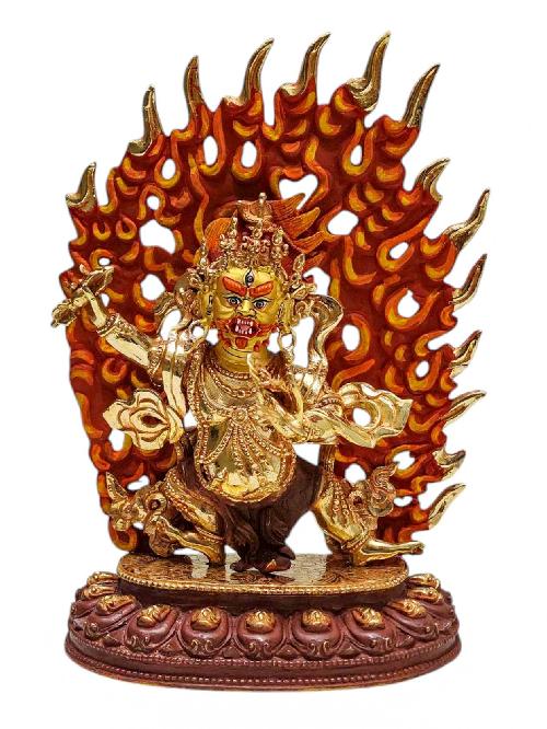 vajrapani, Tibetan Buddhist Handmade Statue, Partly Gold Plated, Painted Face