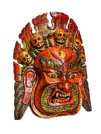 thumb2-[Fire Bhairav], Handmade Wooden Mask, Wall Hanging, Painted, Poplar Wood, High Quality-34304