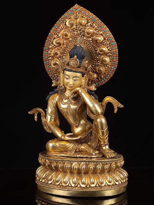 bodhisattva, Buddhist Handmade Statue, full Gold Plated, face Painted, High Quality