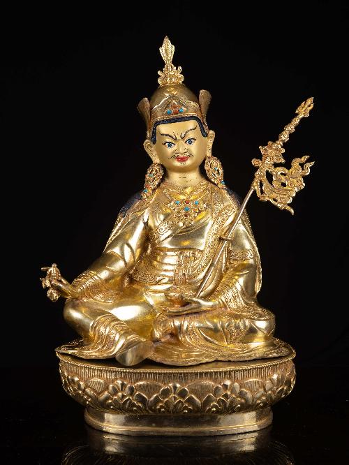 padmasambhava, Buddhist Handmade Statue, full Gold Plated, face Painted, High Quality