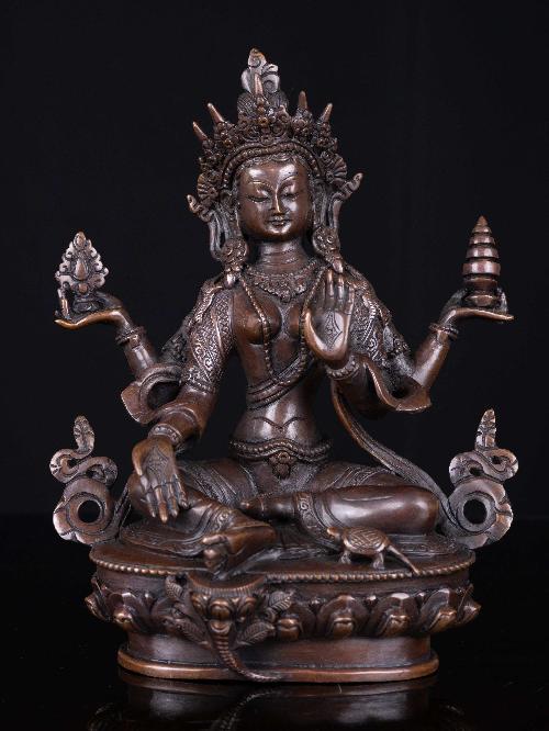 lakshmi, buddhist Handmade Statue, chocolate Oxidized, High Quality