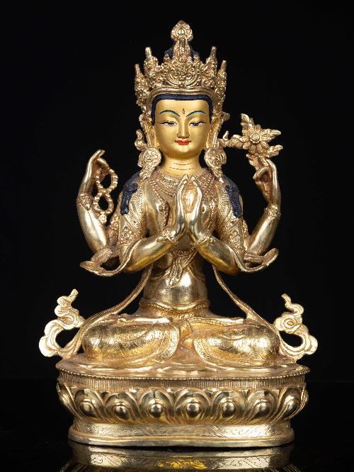 [chenrezig], Buddhist Handmade Statue, [full Gold Plated], [face Painted], High Quality