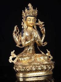 [chenrezig], Buddhist Handmade Statue, [full Gold Plated], [face Painted], High Quality