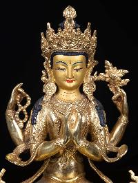 [chenrezig], Buddhist Handmade Statue, [full Gold Plated], [face Painted], High Quality