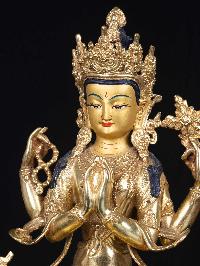 [chenrezig], Buddhist Handmade Statue, [full Gold Plated], [face Painted], High Quality