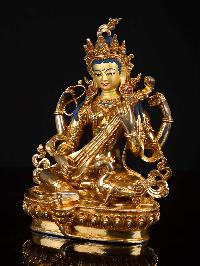 [saraswati], Buddhist Handmade Statue, [full Gold Plated], [face Painted], High Quality