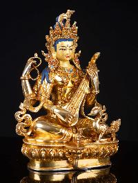 [saraswati], Buddhist Handmade Statue, [full Gold Plated], [face Painted], High Quality