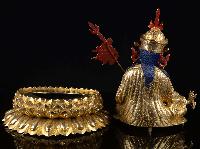 [padmasambhava], Buddhist Handmade Statue, [full Gold Plated], [face Painted], High Quality